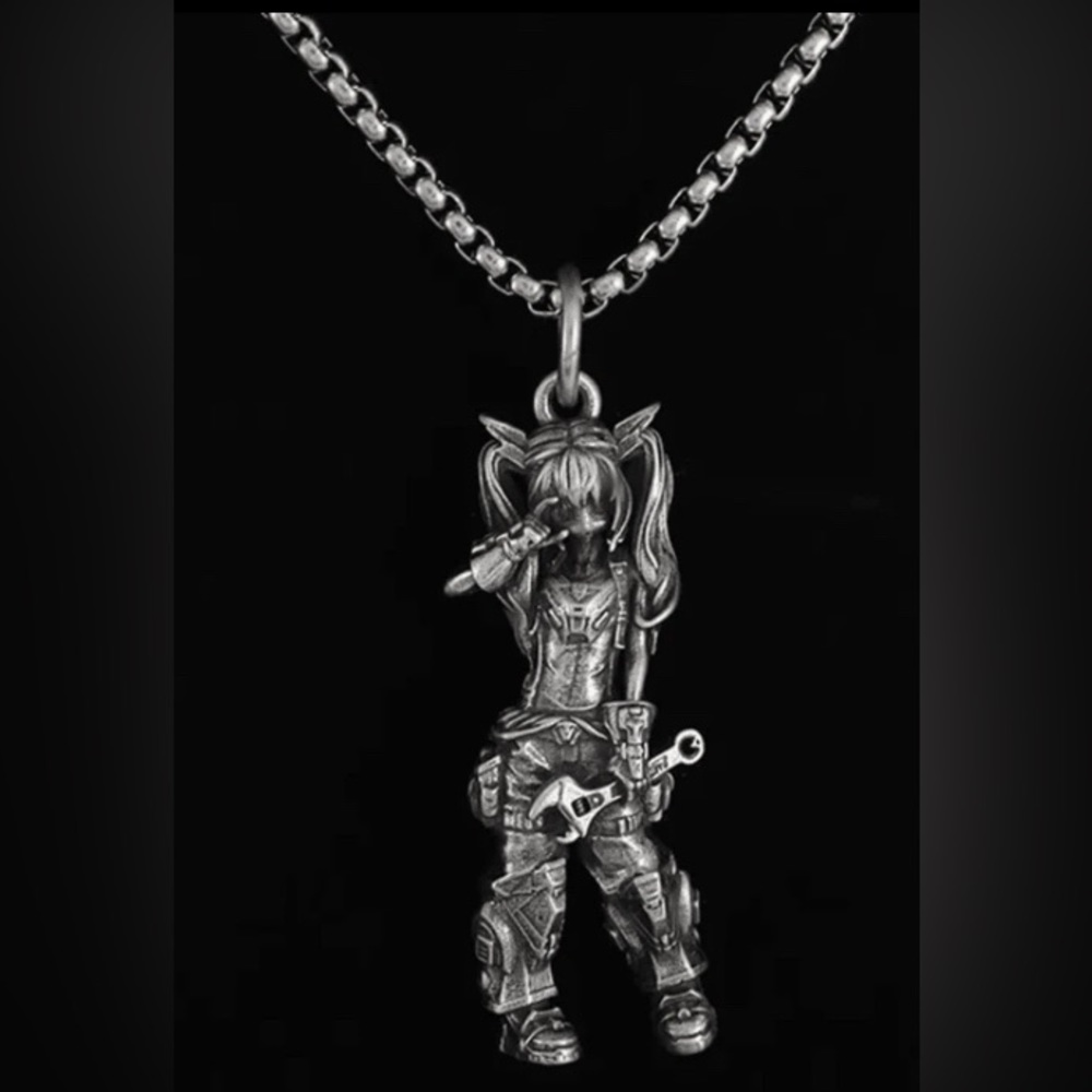 3D Construction anime girl pendant!